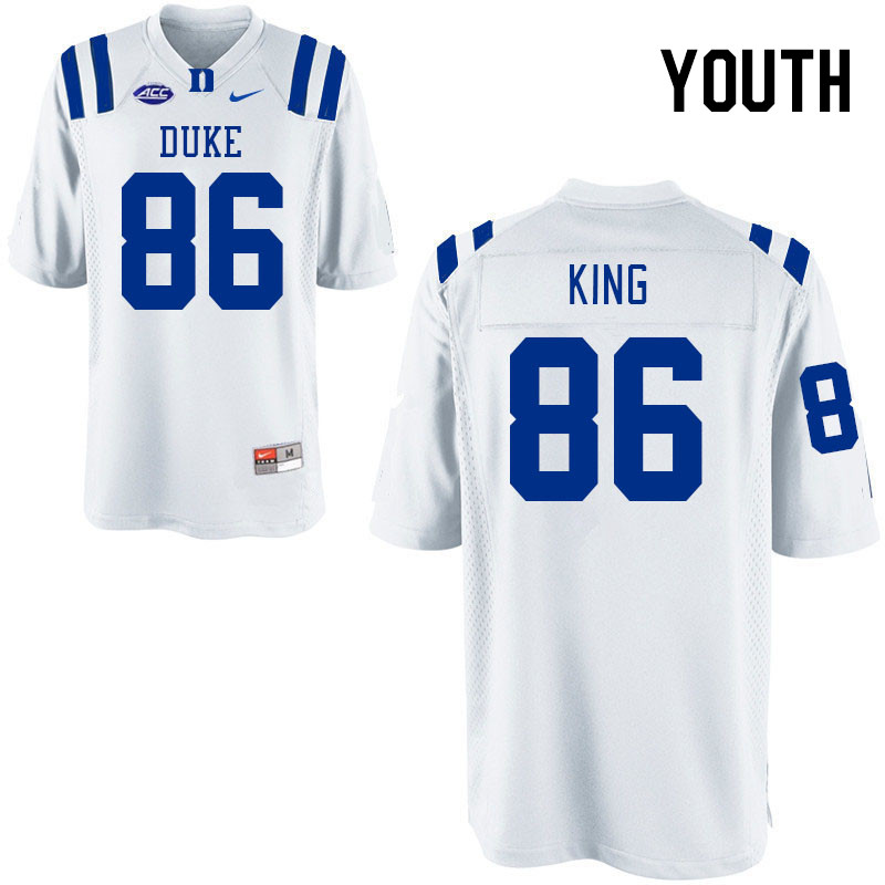 Youth #86 Charlie King Duke Blue Devils College Football Jerseys Stitched-White